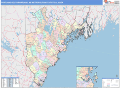 Portland-South Portland Metro Area Digital Map Color Cast Style